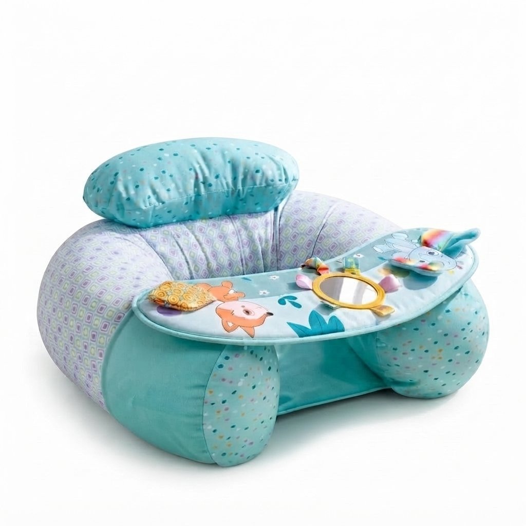 Inflatable Baby Sit-Up Sofa with Play Tray — Blue