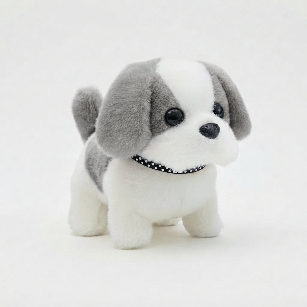 Interactive Plush Robot Puppy — White and Grey