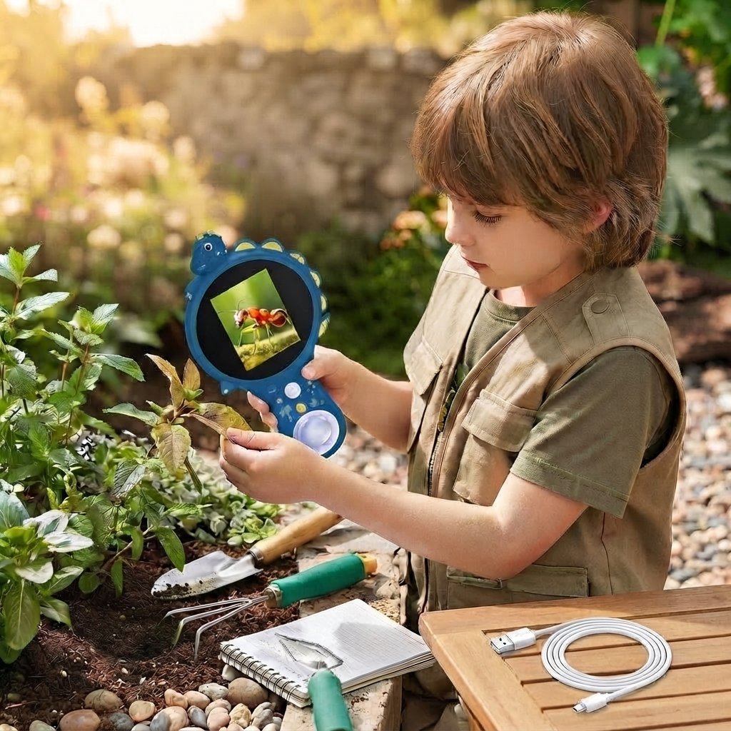 Kids Digital Microscope with Dino Design — Green