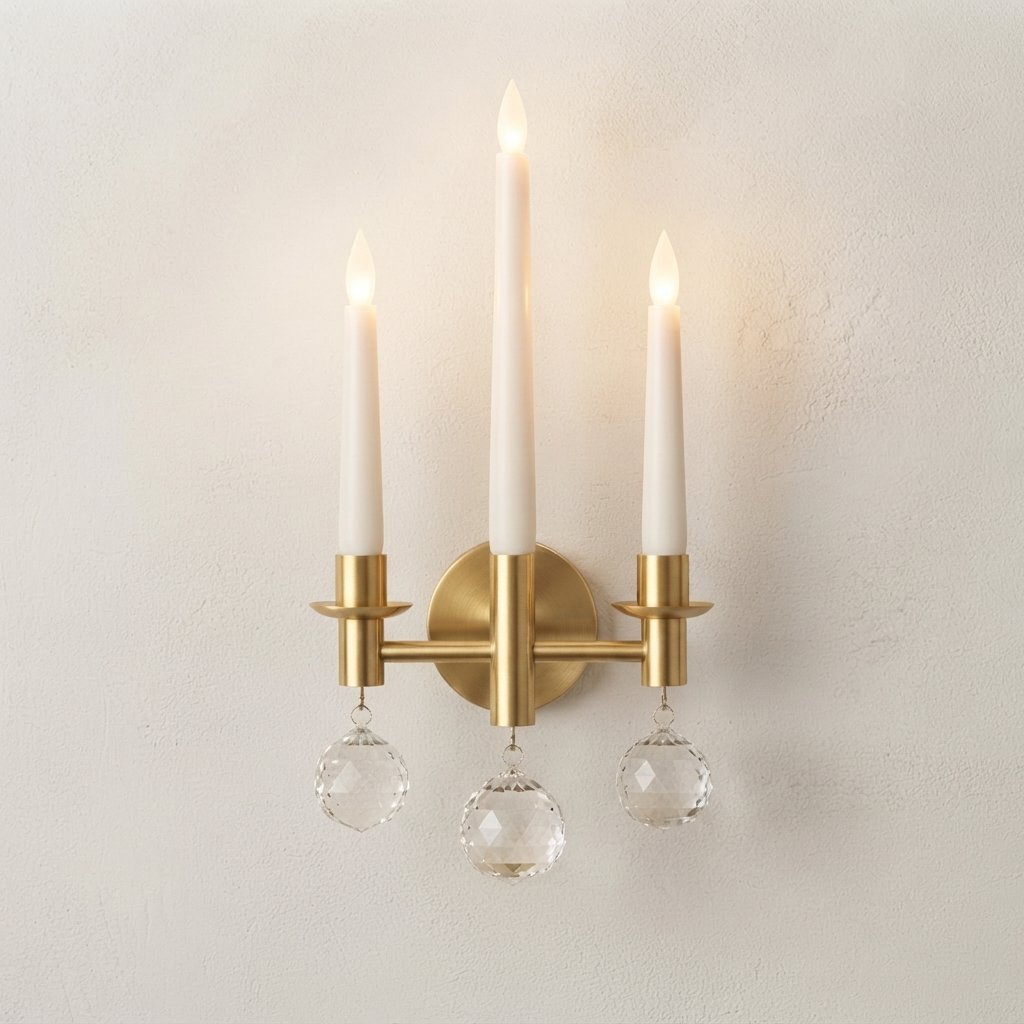 LED Tree Candles with Crystal Pendant — Gold
