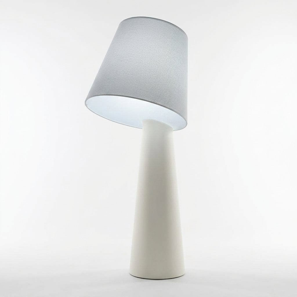 Nordic Column Fabric Floor Lamp with Tilted Shade – LED, Two Heights — Cold