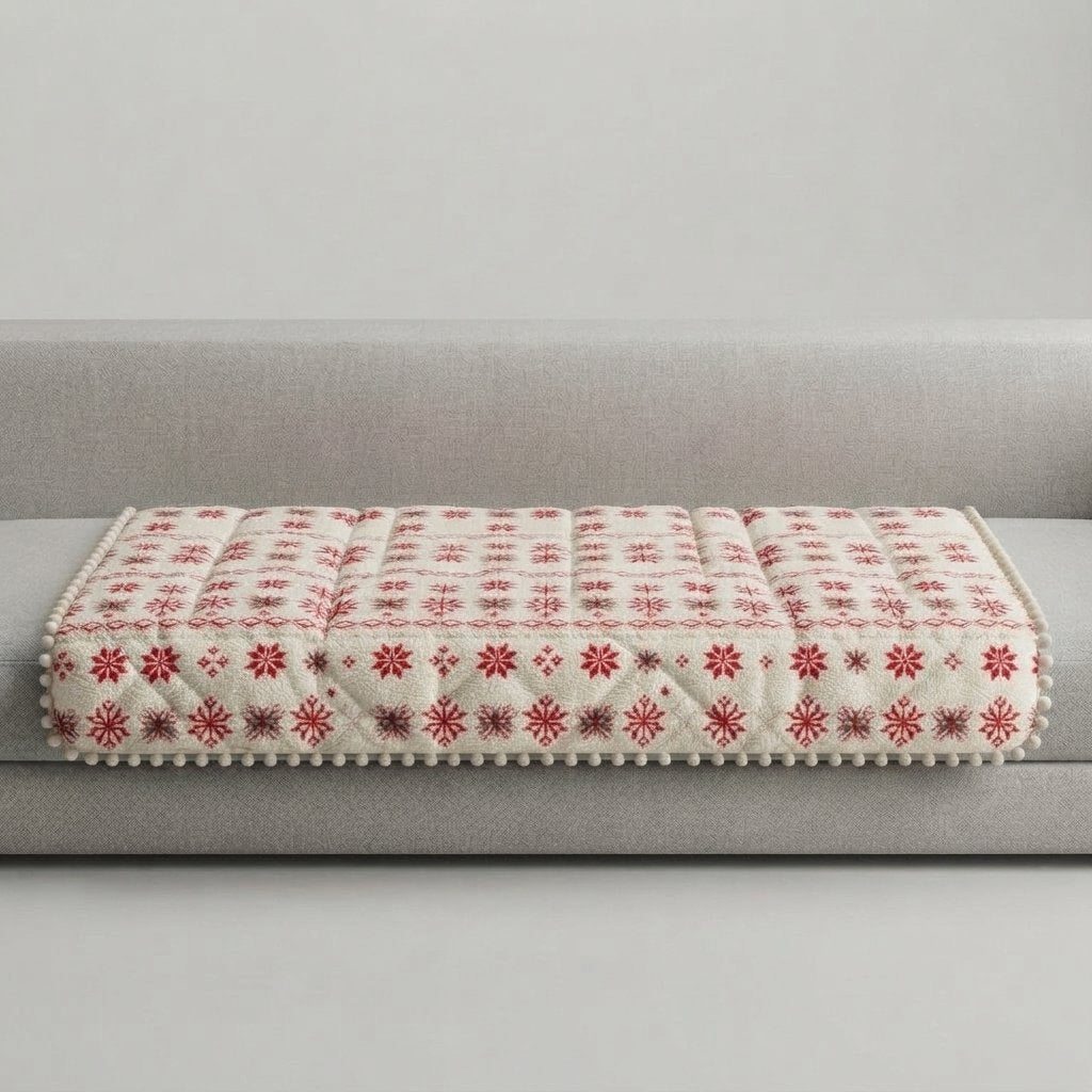 Quilted Snowflake Sofa Seat Cover — Snowflake White