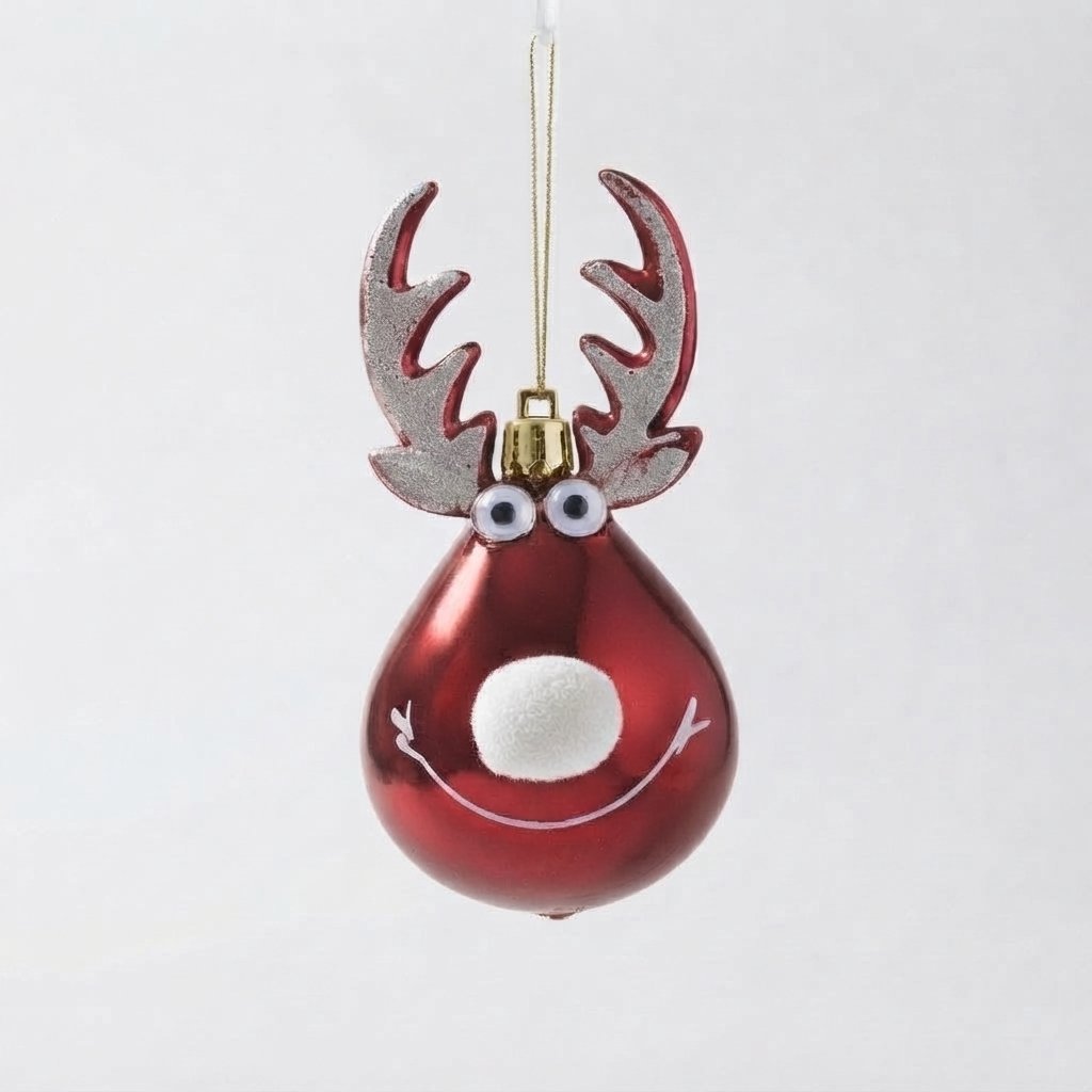 Reindeer Bauble Set of 2 — Elk - Red