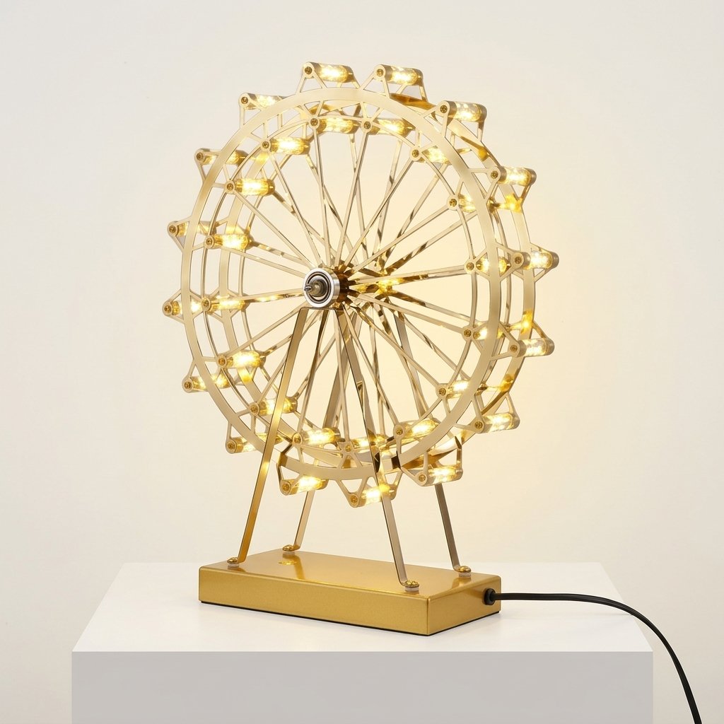 Rotatable Ferris Wheel LED Table Lamp in Gold — D 32 cm x H 37.5 cm