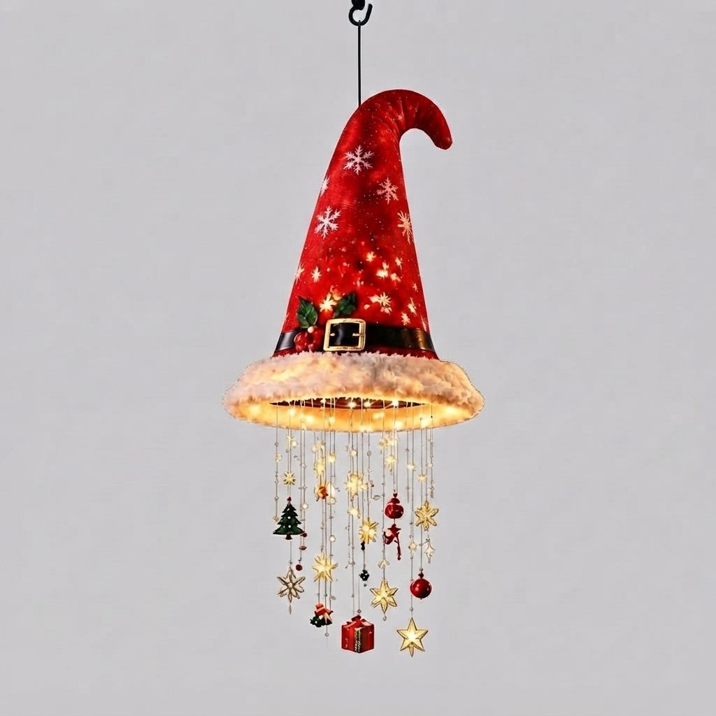 Santa Hat LED Tassel Chandelier — A