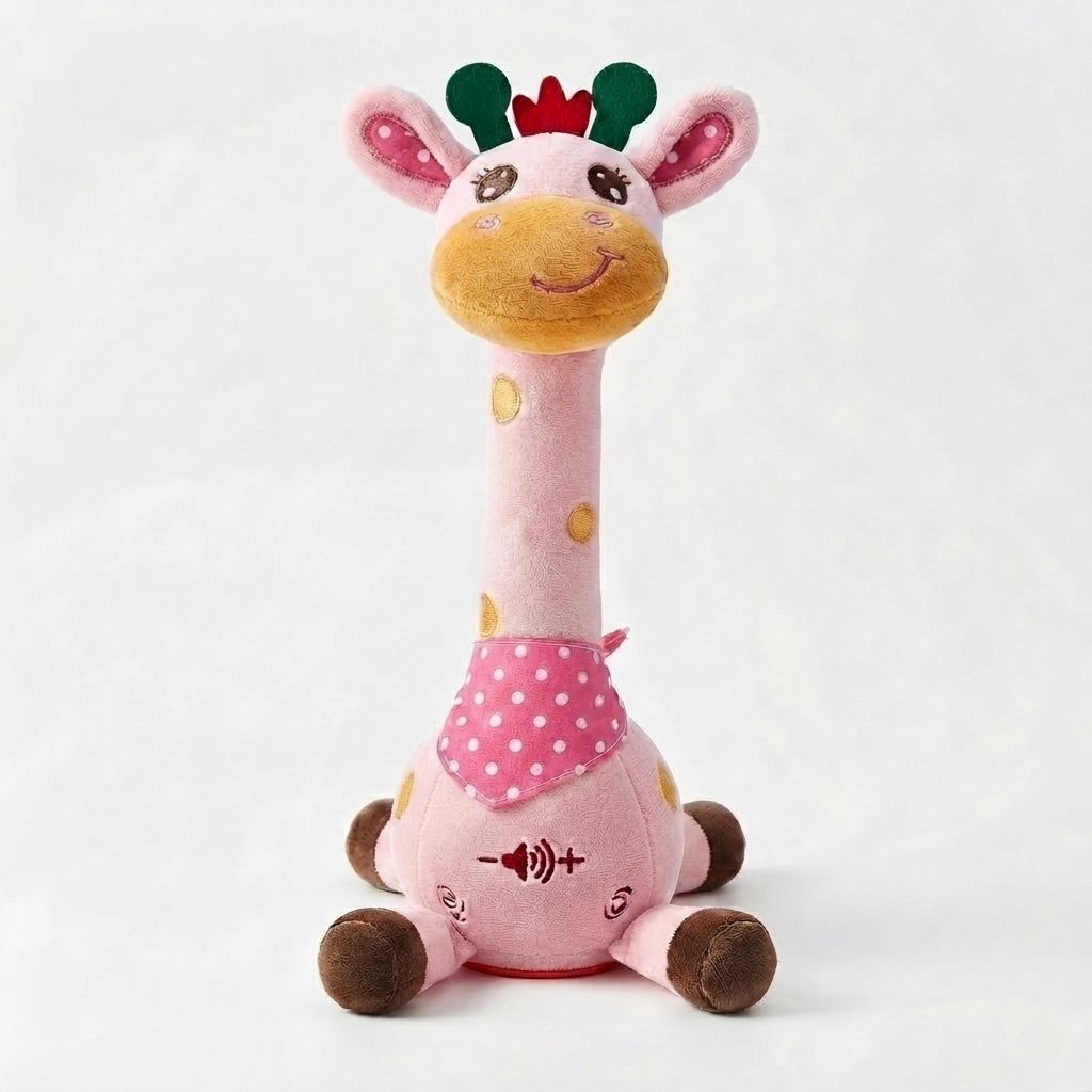 Singing Giraffe Plush Toy with Lights — Pink