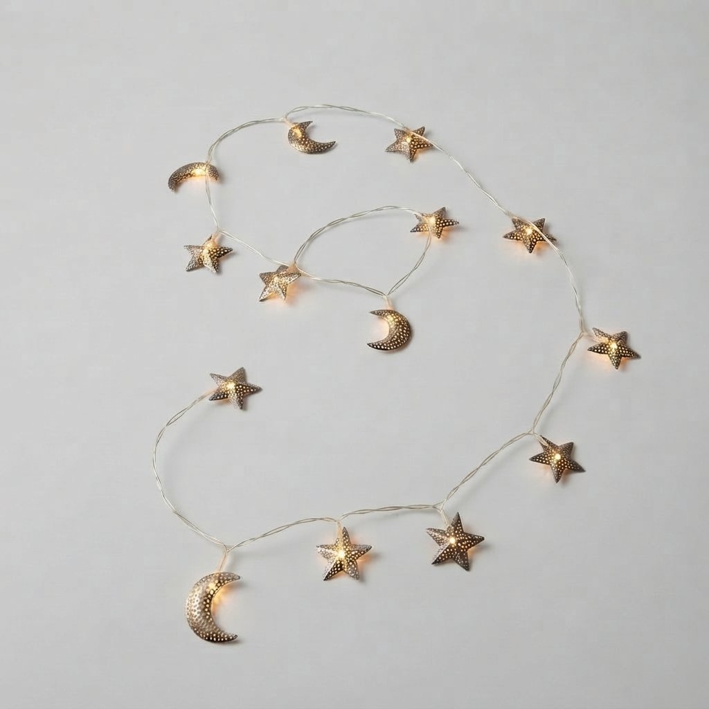 Star & Moon LED Fairy Lights, Warm White — Style 2