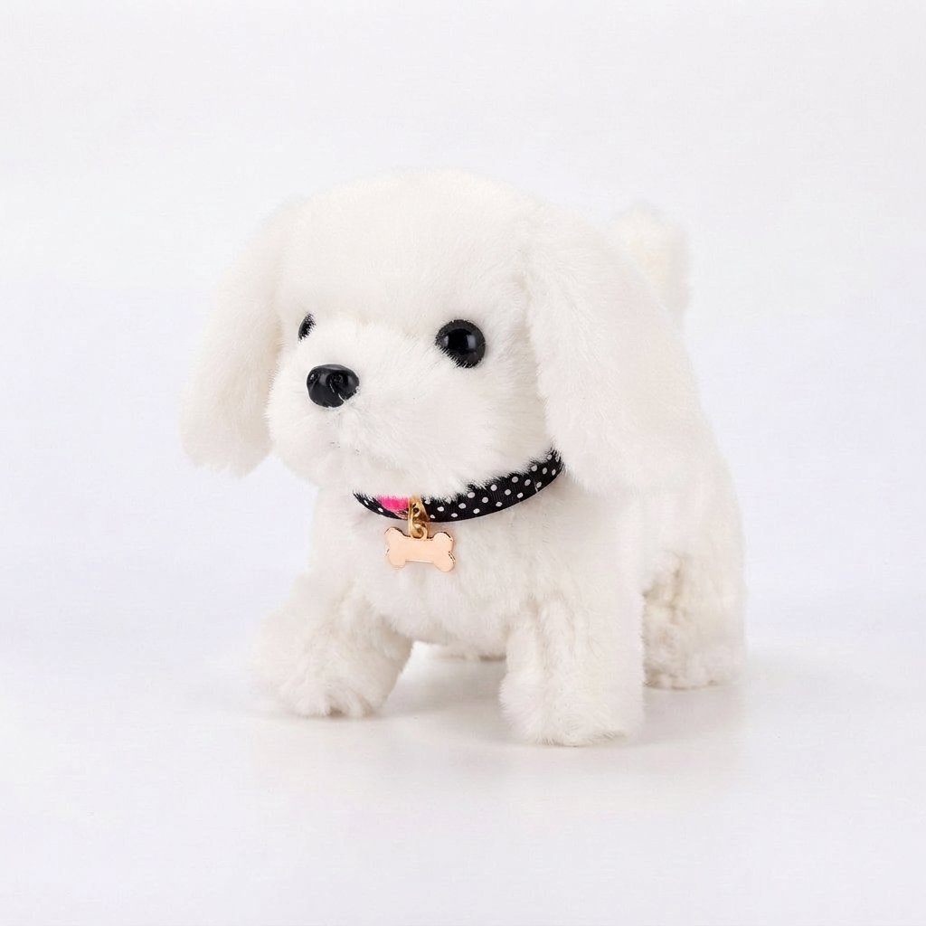 Walking Plush Puppy with Barking Sound — White