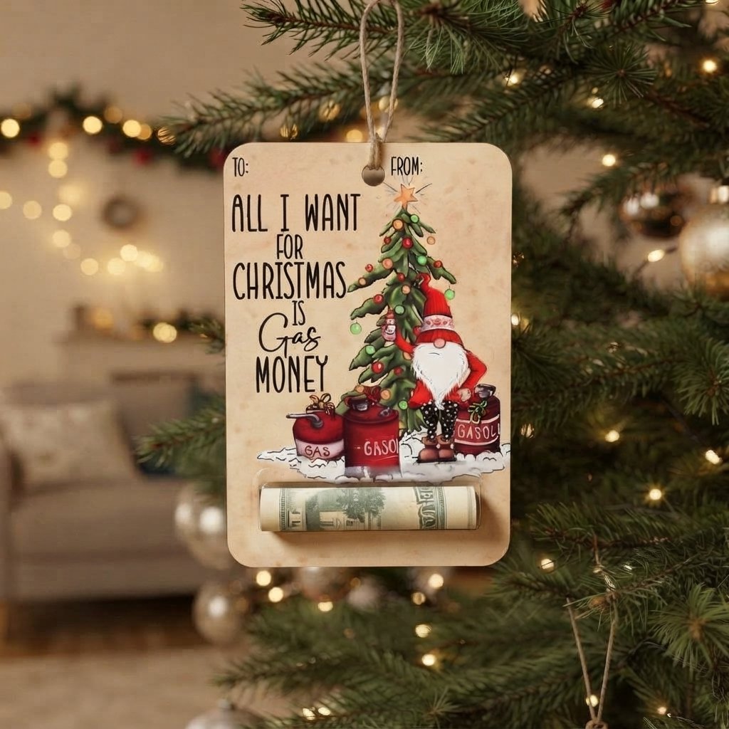 Wooden Christmas Money Gift Card Holder — Gnome
