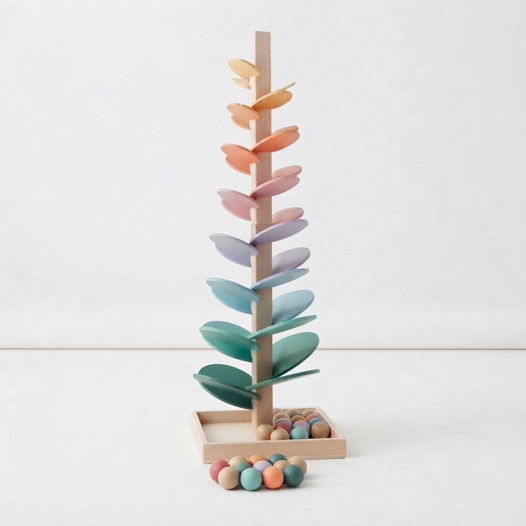 Wooden Rainbow Marble Run Sound Tree — Pioneer Set 71 cm (Giant Sound Tree + 10 free balls)