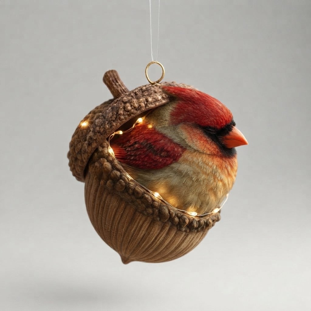 Woodland Animal Acorn Christmas Tree Ornament — Cardinal