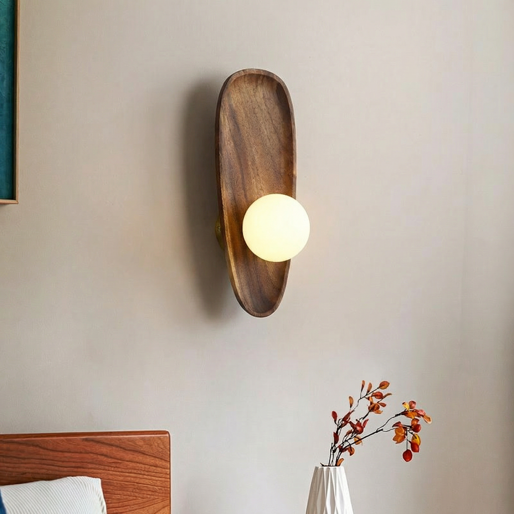 Japanese Solid Wood LED Wall Lamp