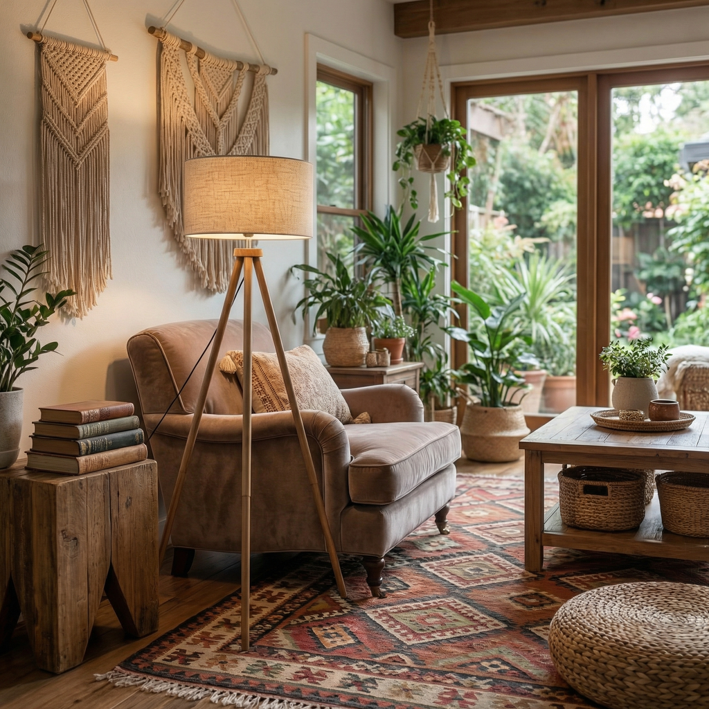 Modern Tripod Floor Lamp with Fabric Shade