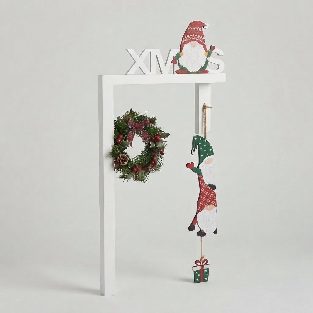 3D Wooden Santa Door Frame Sign — White Left