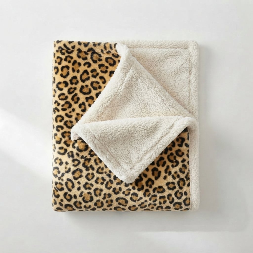 Baby Pushchair Blanket with Sherpa Lining — Leopard Print