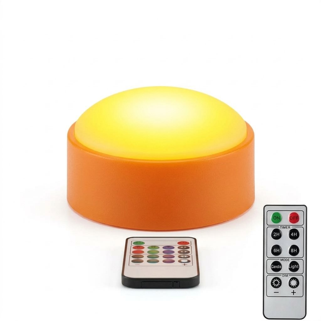 Battery-Operated LED Pumpkin Lights with Remote Control and Flickering Candle Mode — 4 pcs