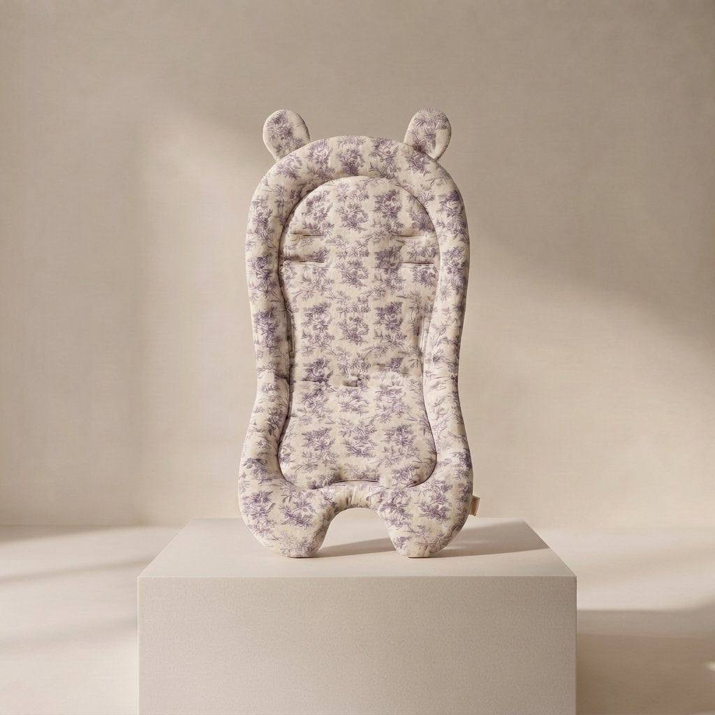 Bear-Ear Pushchair Seat Cushion — Purple Lavender Bear