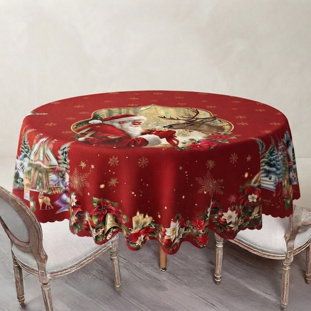 Festive Christmas Tablecloth, Santa Design — Pattern 3