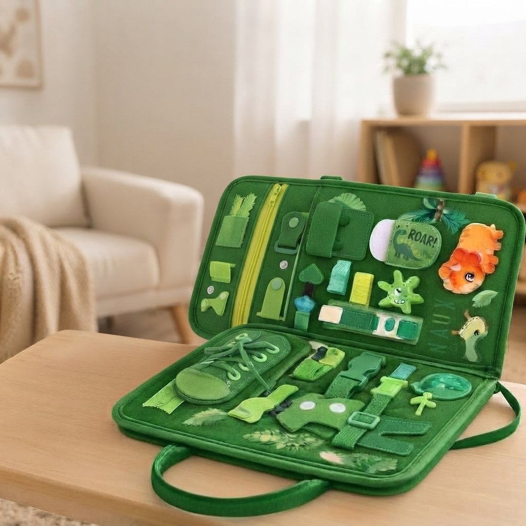 Foldable Busy Board for Toddlers — Green