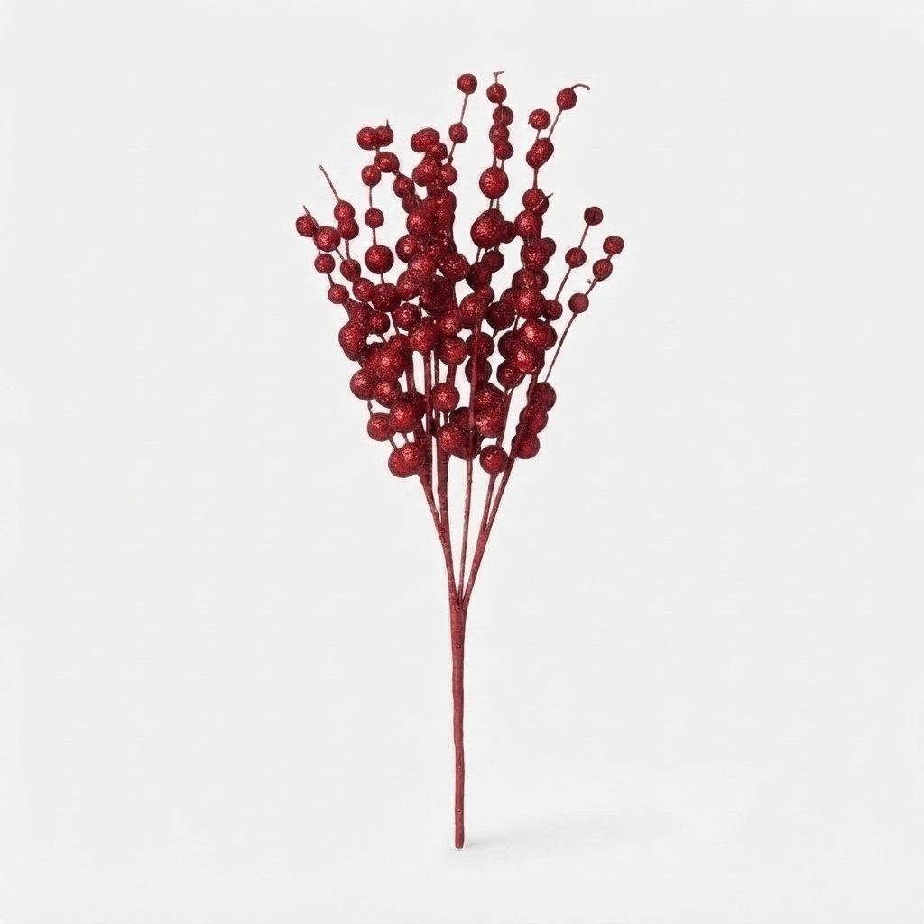 Glitter Berry Stems – Pack of 10 — Red