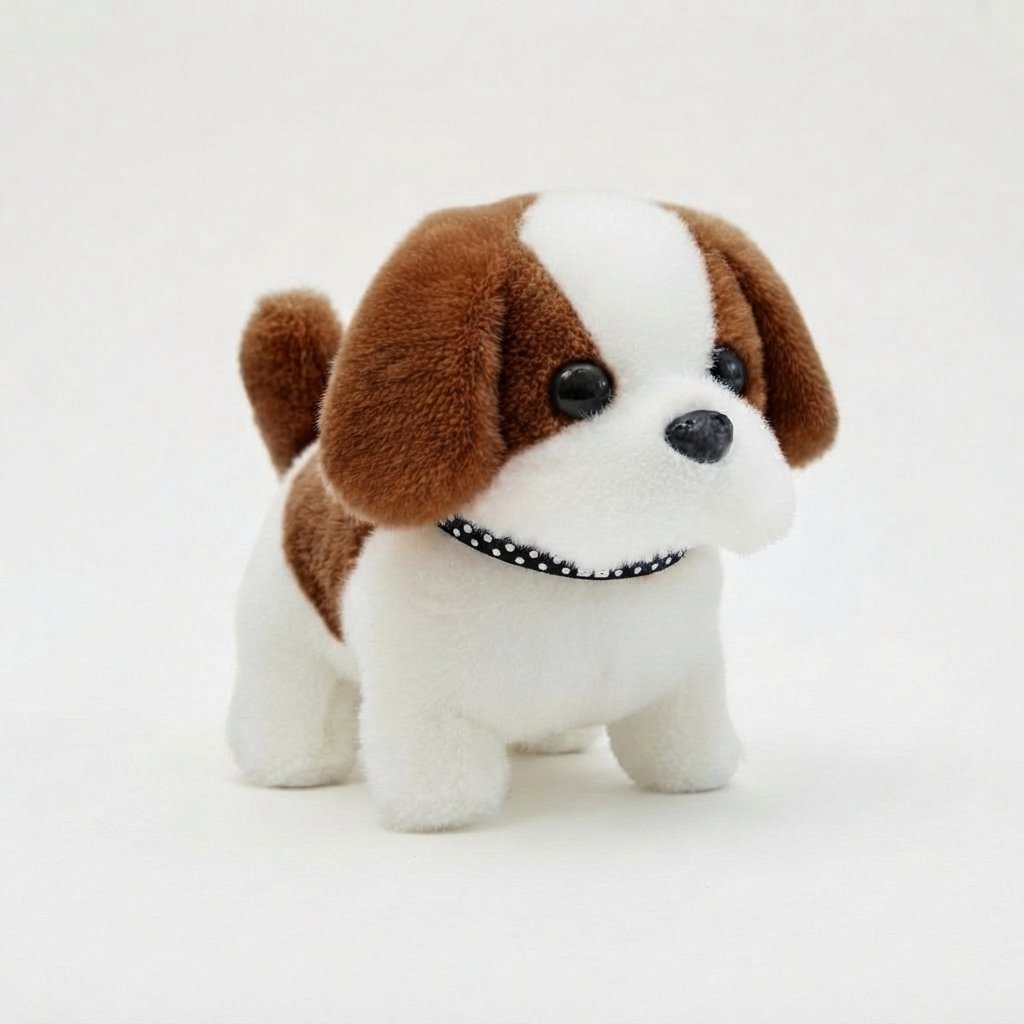 Interactive Plush Robot Puppy — White and Brown