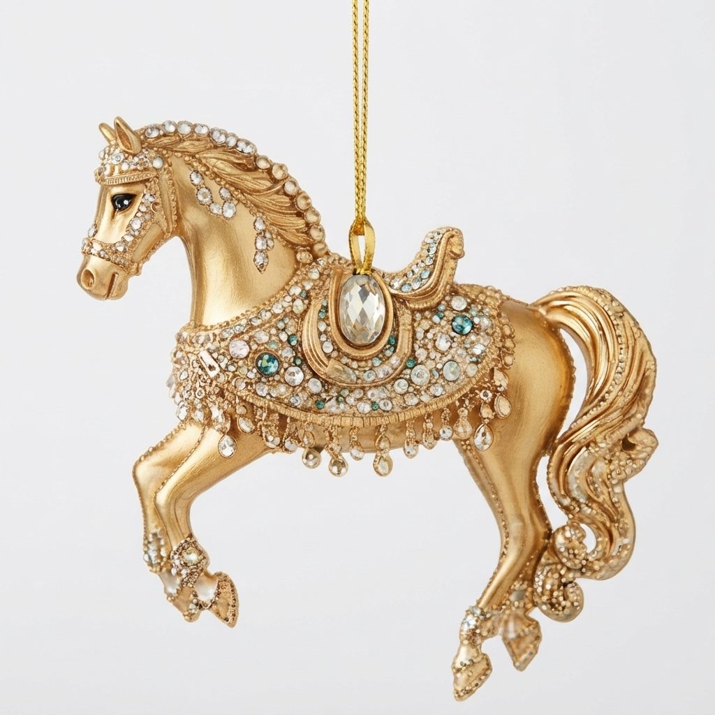 Jewelled Horse Christmas Tree Ornament — Gold