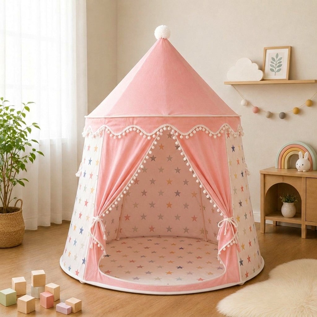 Kids Star Print Indoor Play Tent — Pink Star