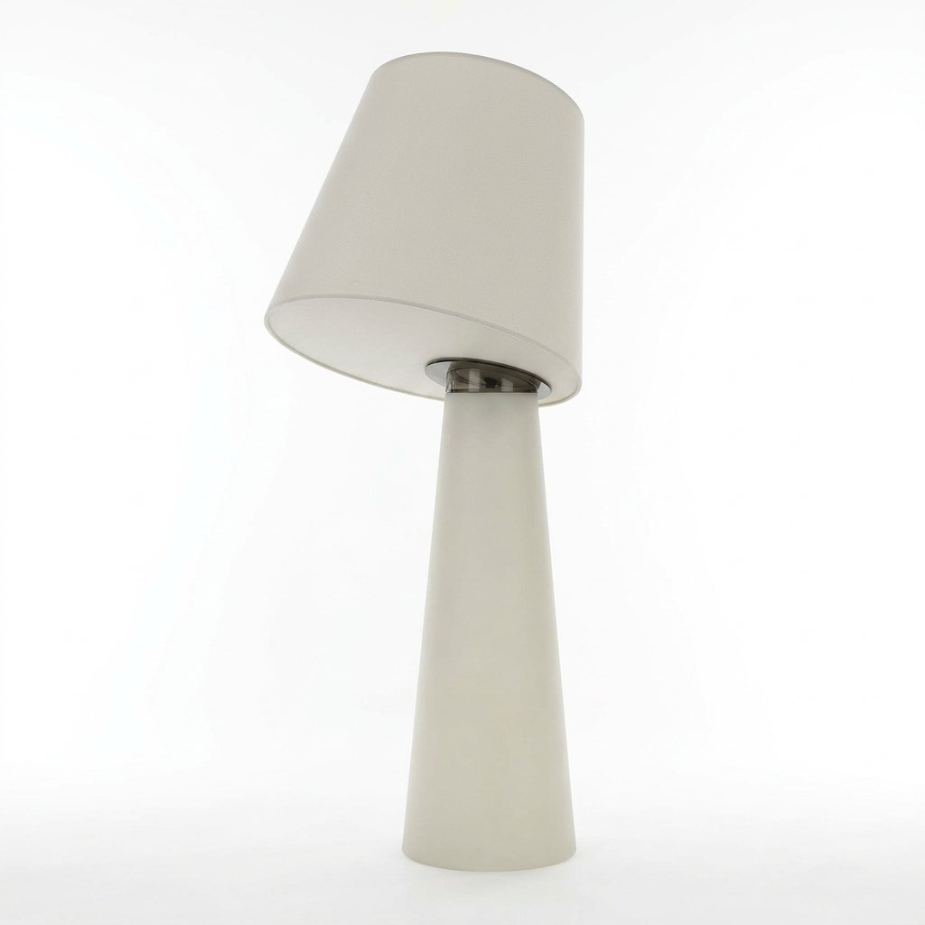 Nordic Column Fabric Floor Lamp with Tilted Shade – LED, Two Heights — Tri-Colour