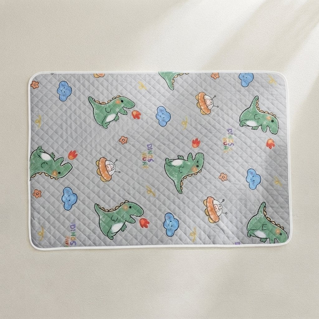 Quilted Waterproof Bed Protector Pad — Grey