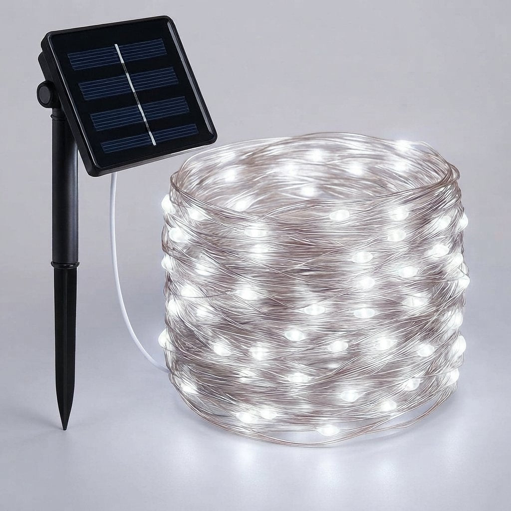 Solar Fairy Lights – 8 Modes, IP65 — White Light