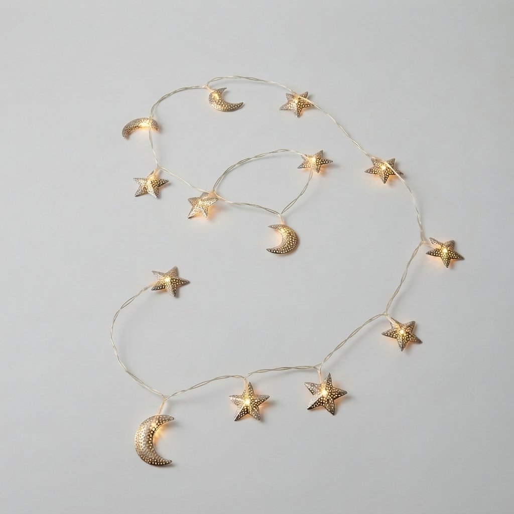 Star & Moon LED Fairy Lights, Warm White — Style 3