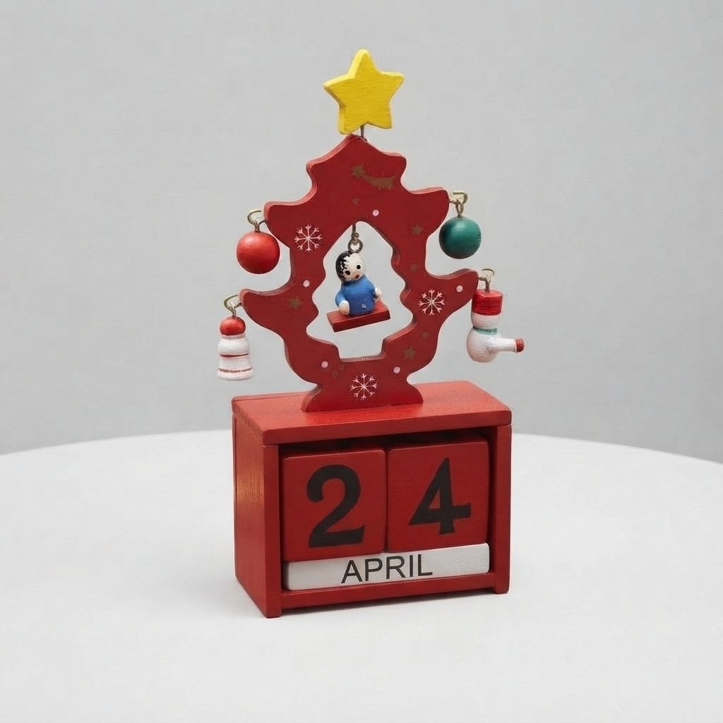 Wooden Christmas Countdown Calendar — Red A