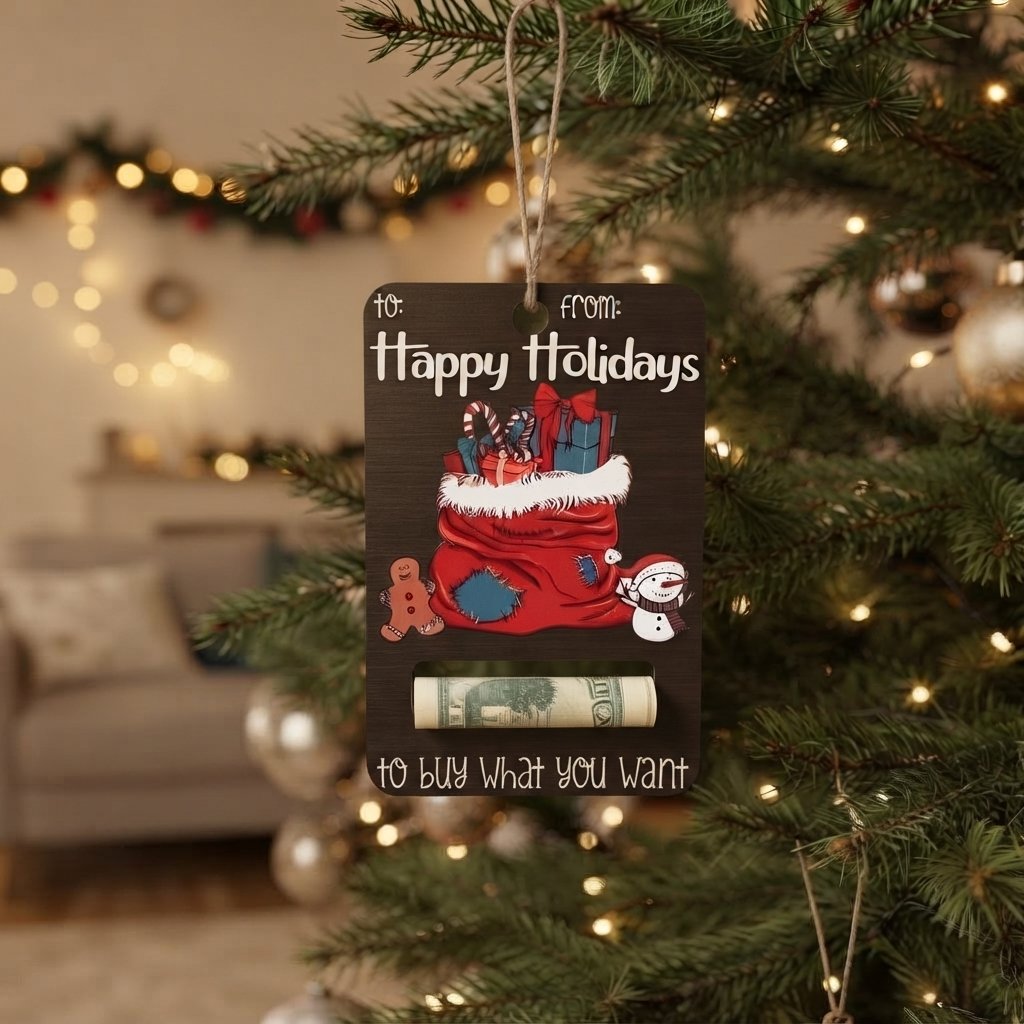 Wooden Christmas Money Gift Card Holder — Sledge