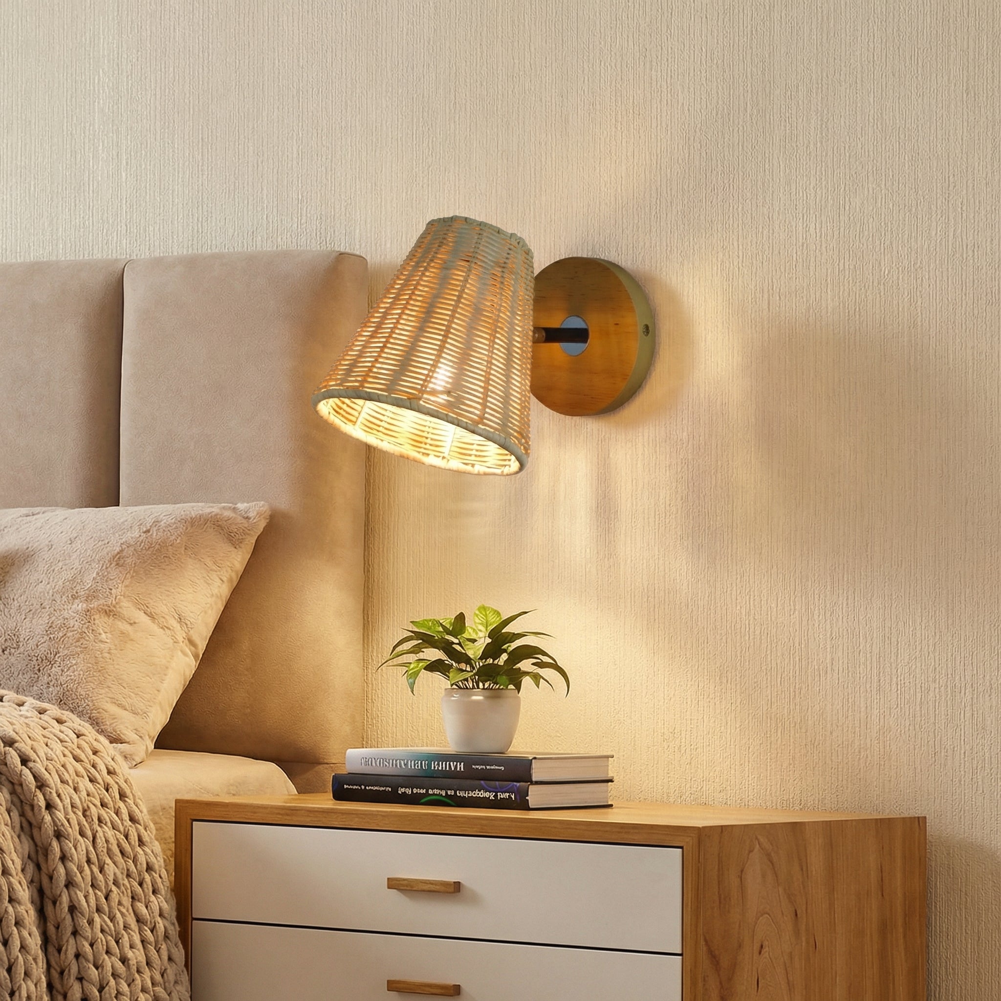 Japanese Rattan Wall Lamp