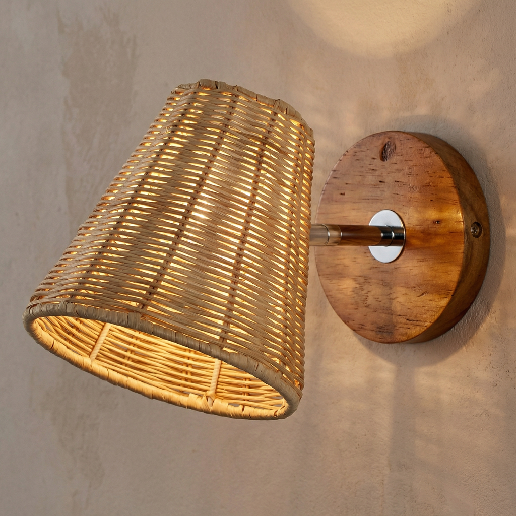 Japanese Rattan Wall Lamp