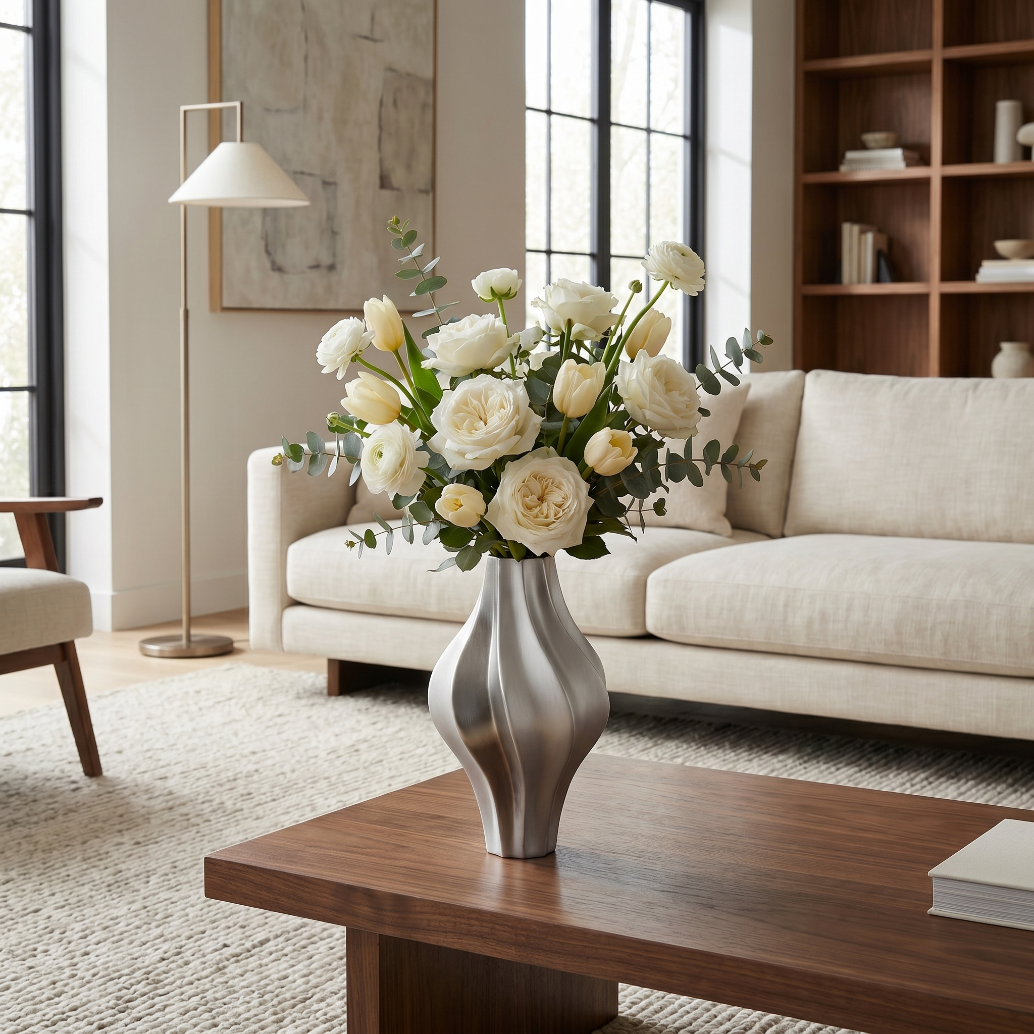 Modern Twisted Ceramic Vase for Living Room, Office & Home Décor