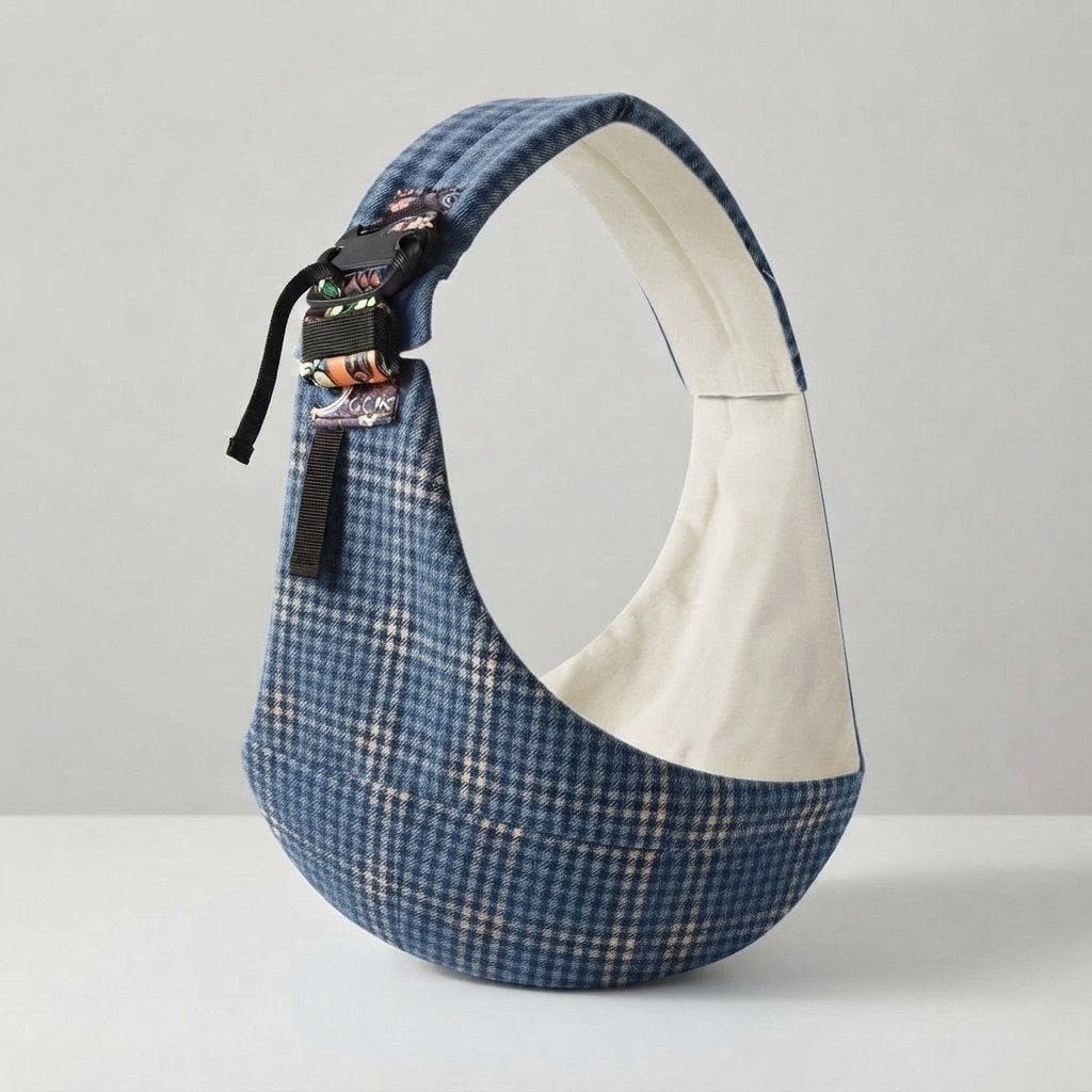 Adjustable Baby Sling Carrier — Checkered Blue