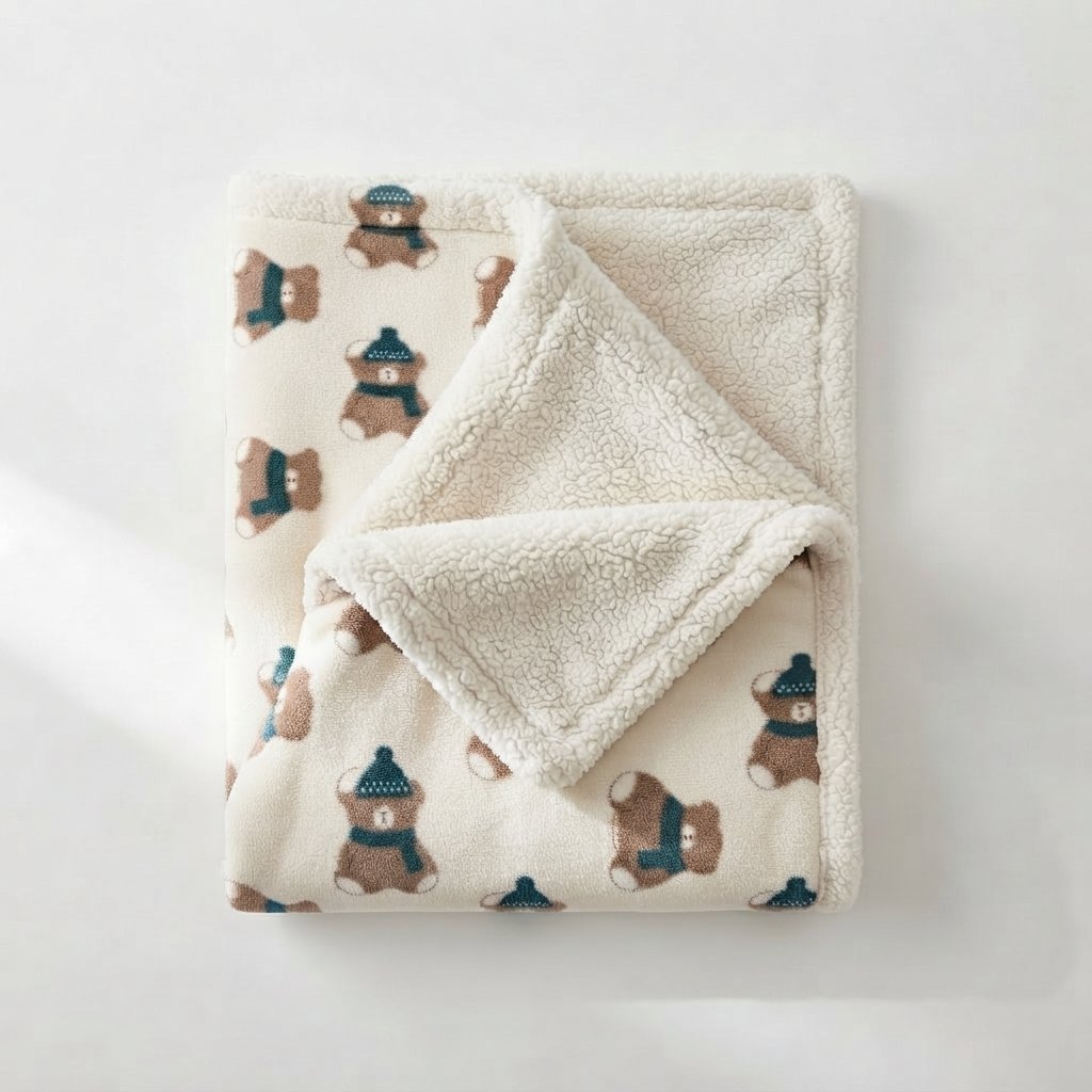 Baby Pushchair Blanket with Sherpa Lining — Winter Bear