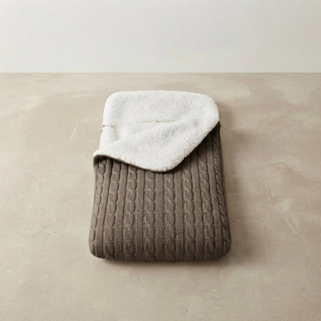 Edavate-Knit Baby Sleep Sack with Sherpa Lining — Taupe