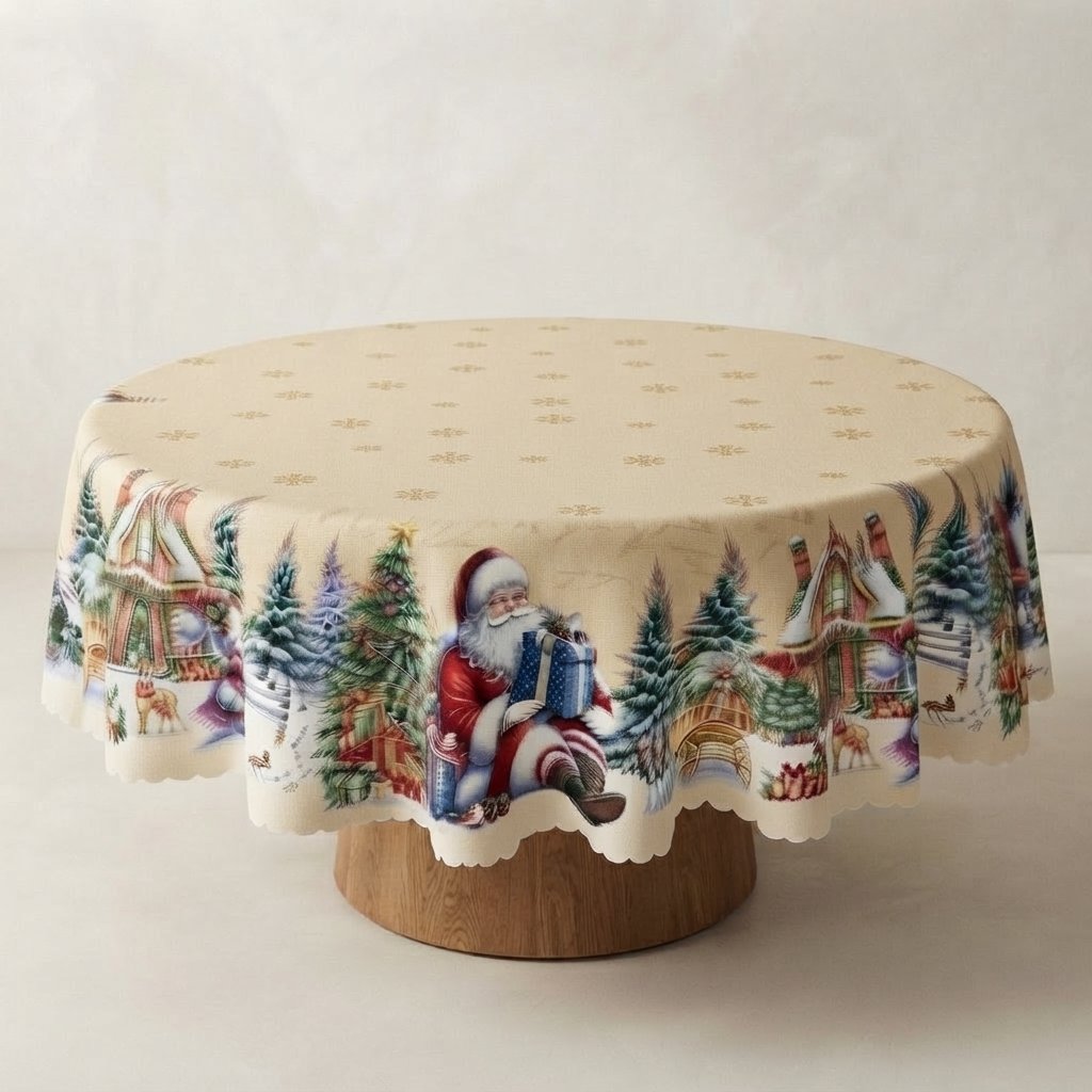 Festive Christmas Tablecloth, Santa Design — Pattern 4