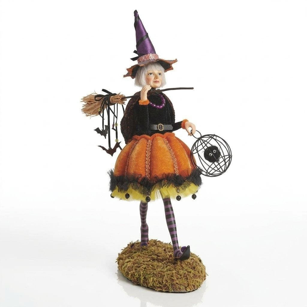 Halloween Witch Character Figurine – Handcrafted Multicolour Indoor Decoration, approx. 9.8 in tall — Esther
