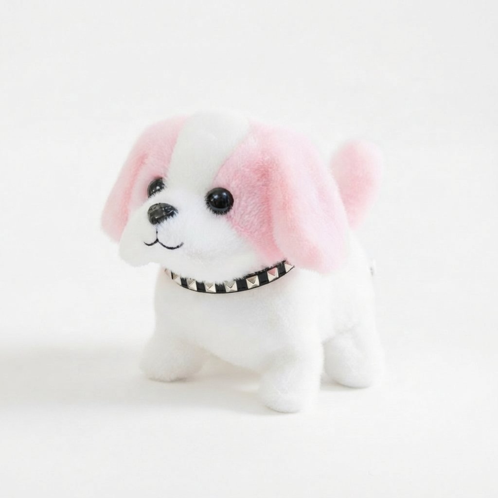 Interactive Plush Puppy Toy – Walks & Barks — White Pink