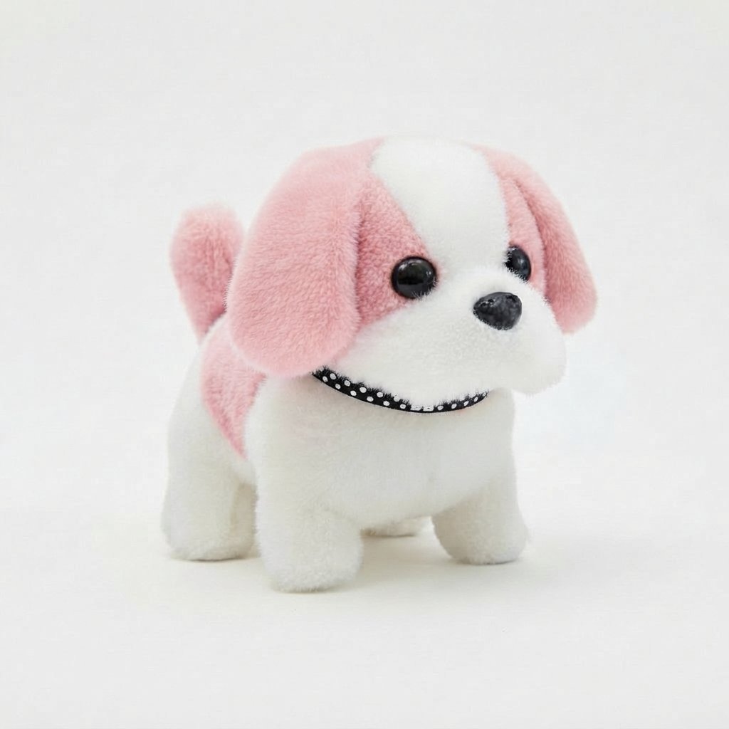 Interactive Plush Robot Puppy — White and Pink