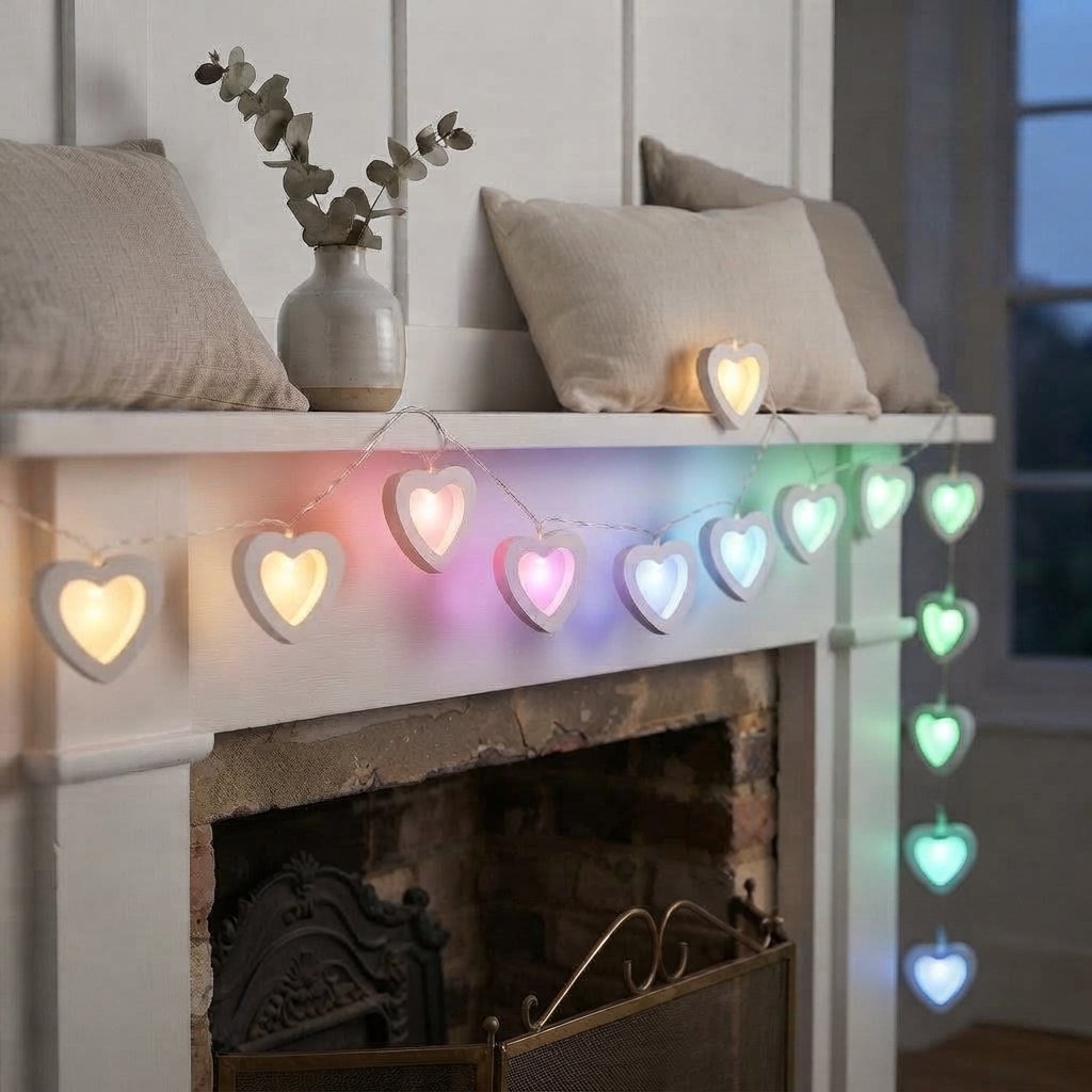 Paper Star LED Fairy Lights — Multi-Coloured Hearts