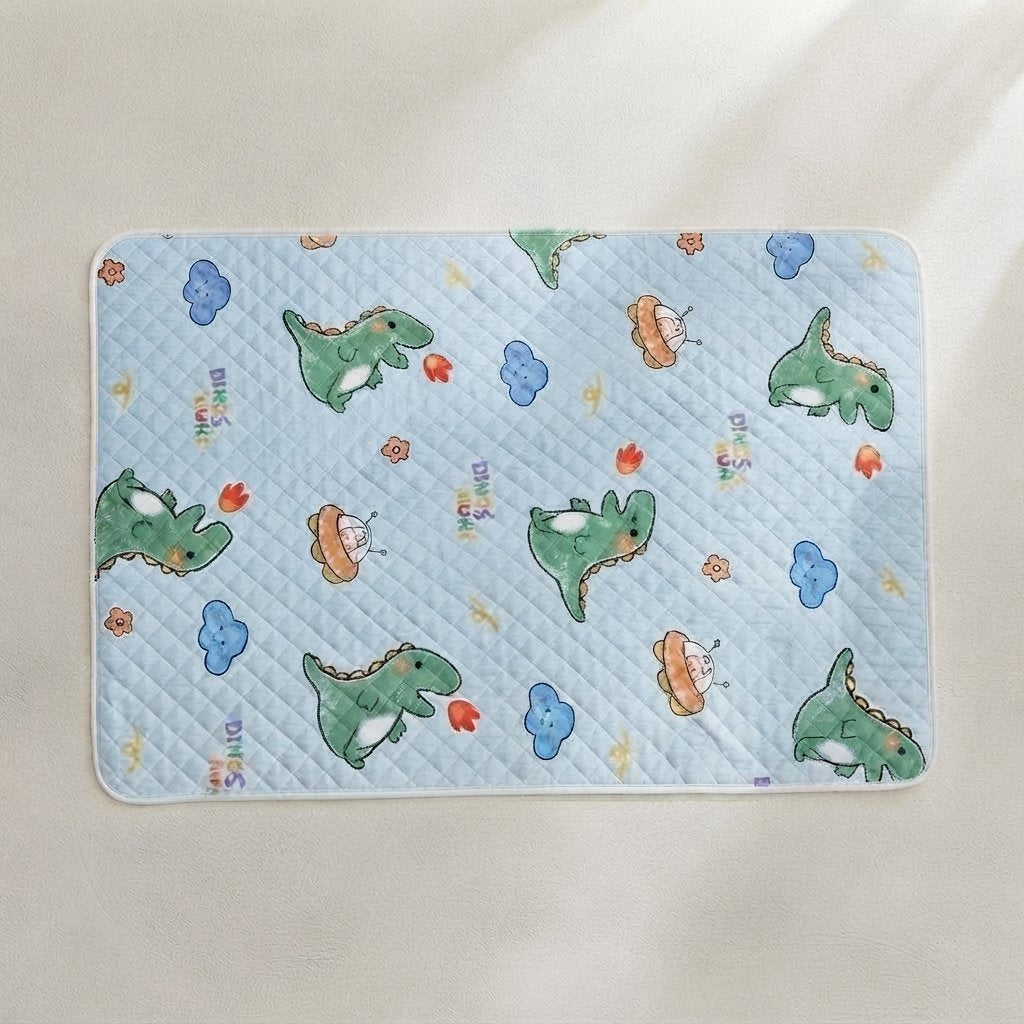Quilted Waterproof Bed Protector Pad — Blue