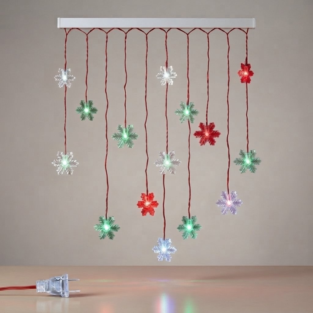Snowflake Curtain Fairy Lights, 10.5 ft — Multicolour