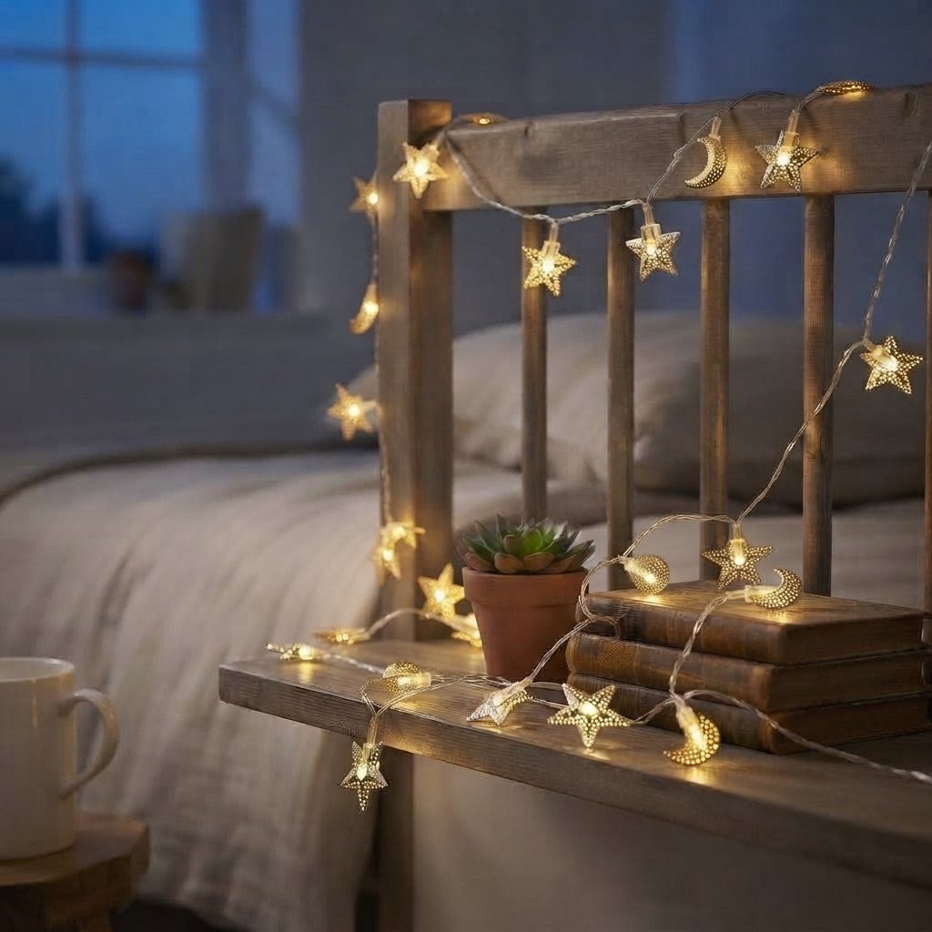 Star & Moon LED Fairy Lights, Warm White — Style 4