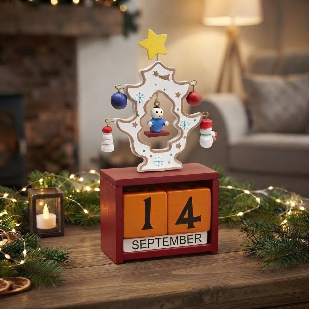Wooden Christmas Countdown Calendar — Red B
