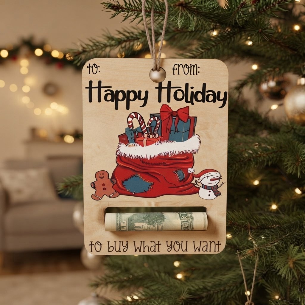Wooden Christmas Money Gift Card Holder — Gift