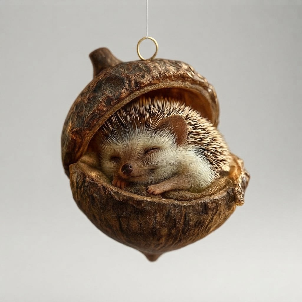 Woodland Animal Acorn Christmas Tree Ornament — Hedgehog